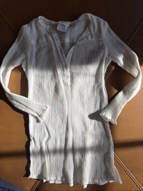Bonpoint 3T coverup White Textured Long Sleeve Tunic Top